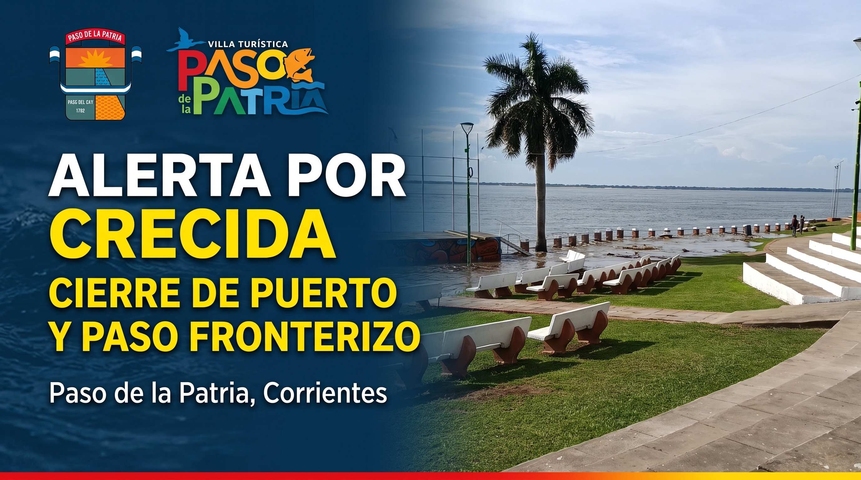Crecida del río Paraná: Prefectura dispuso el cierre del puerto y del paso fronterizo en Paso de la Patria